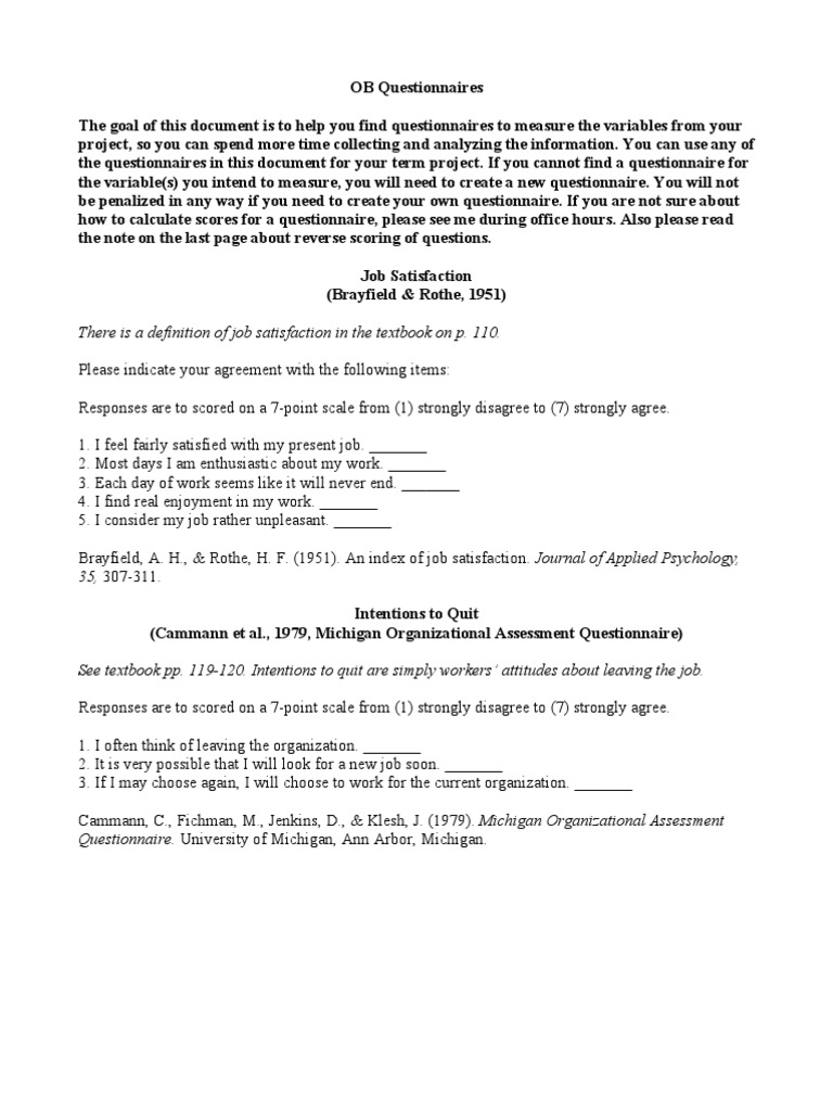 Questionnaires | PDF