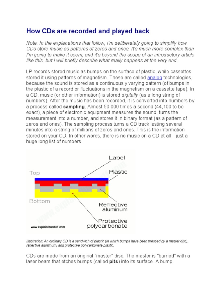 How CDs Record and Playback Music | PDF | Compact Disc | Recording