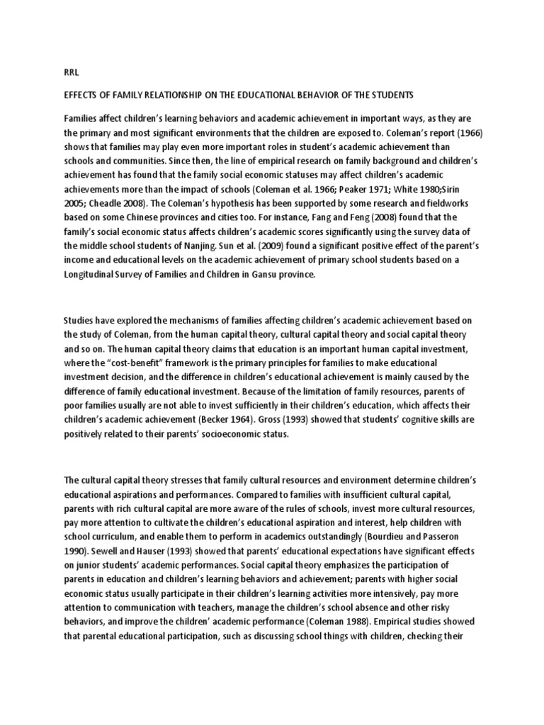 Family Impact on Student Achievement | PDF | Social Capital | Attention