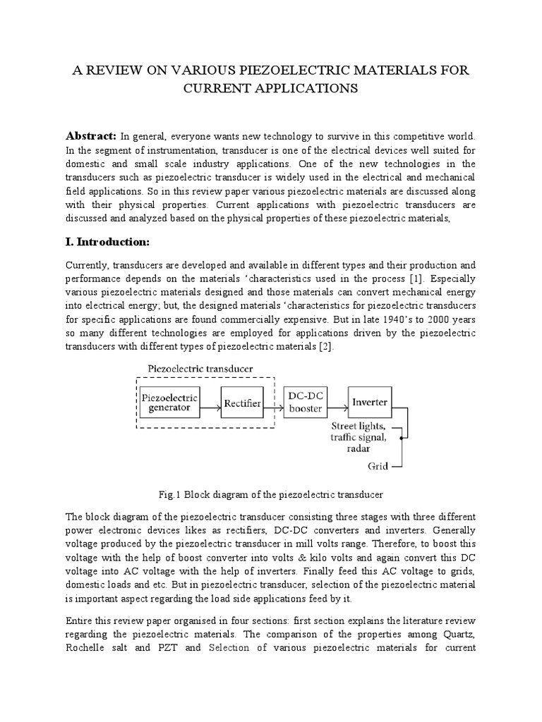 Piezoelectricity intelligence overview