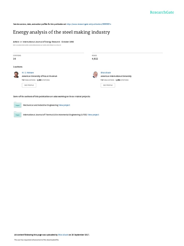 Energy Analysis of The Steel Making Industry | PDF | Steelmaking | Scrap