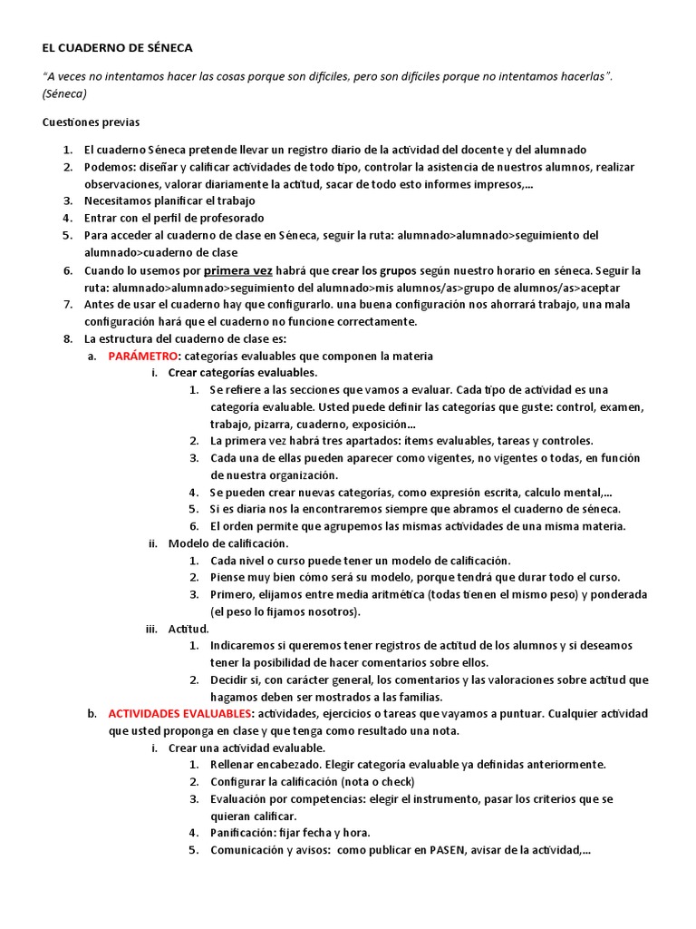 Uso del Cuaderno Séneca en Evaluación | PDF | Prueba (evaluación ...