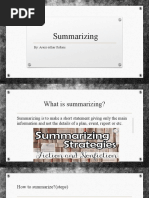 Summarizing: By: Arezo Athar Sultani