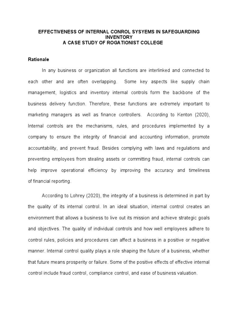 Safeguarding Inventory at Rogationist College | PDF | Internal Control ...