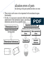 The Realization Errors of Parts: Dimensional Errors Dimensional Errors Geometrical Errors Geometrical Errors