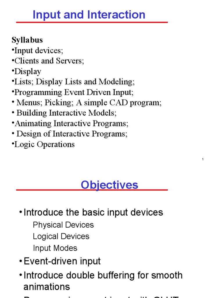 Input and Interaction: Syllabus | PDF | Input/Output | Client–Server Model