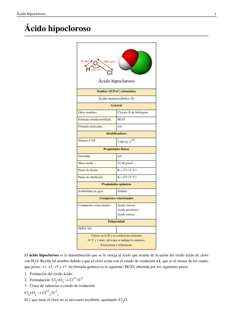 Anhidrido Hipocloroso Ecuacion Quimica