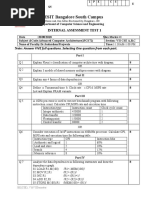 PESIT Bangalore South Campus: Internal Assessment Test 1