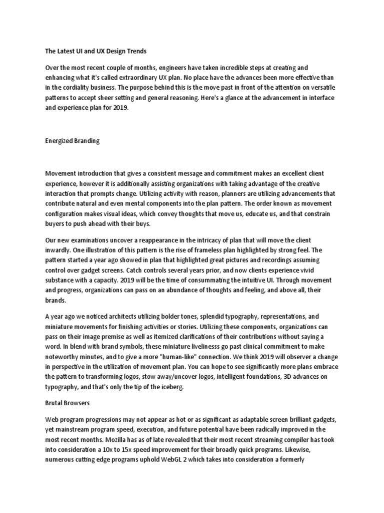 The Latest UI and UX Design Trends | PDF | Computing And Information ...