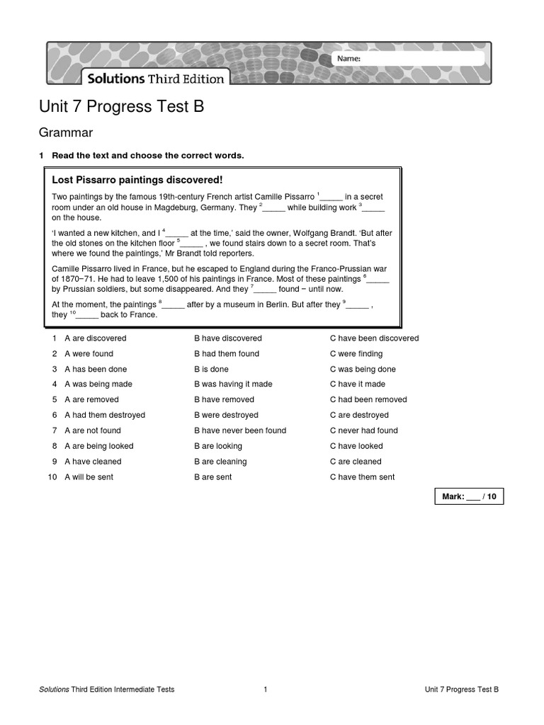 Unit 7 Progress Test B Answers | PDF | Tibet | Sculpture
