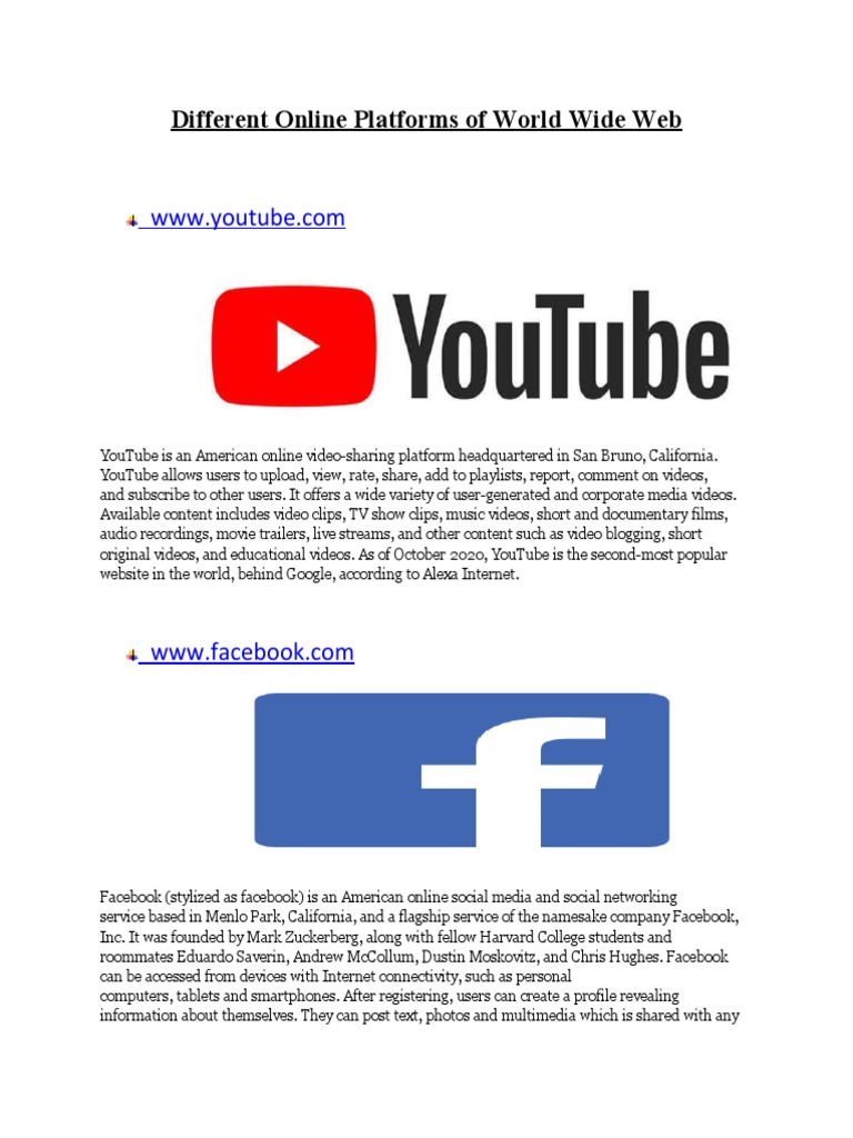 Overview of Online Platforms | PDF | Gmail | Facebook