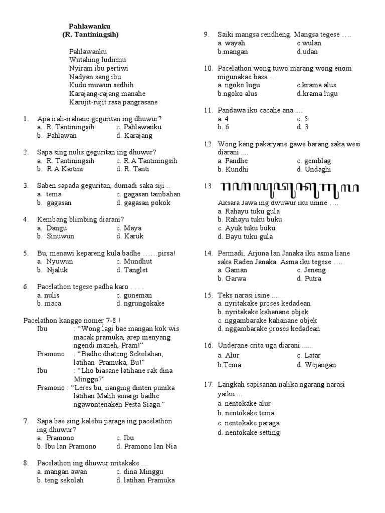 Bahasa Jawa Kelas 4 | PDF | Language Arts & Discipline | General Fiction