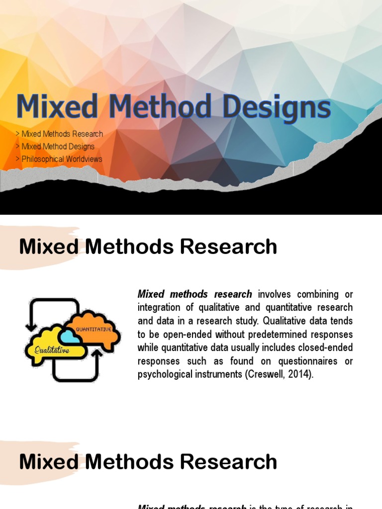 LESSON 2 Mixed Methods Designs | PDF | Qualitative Research ...