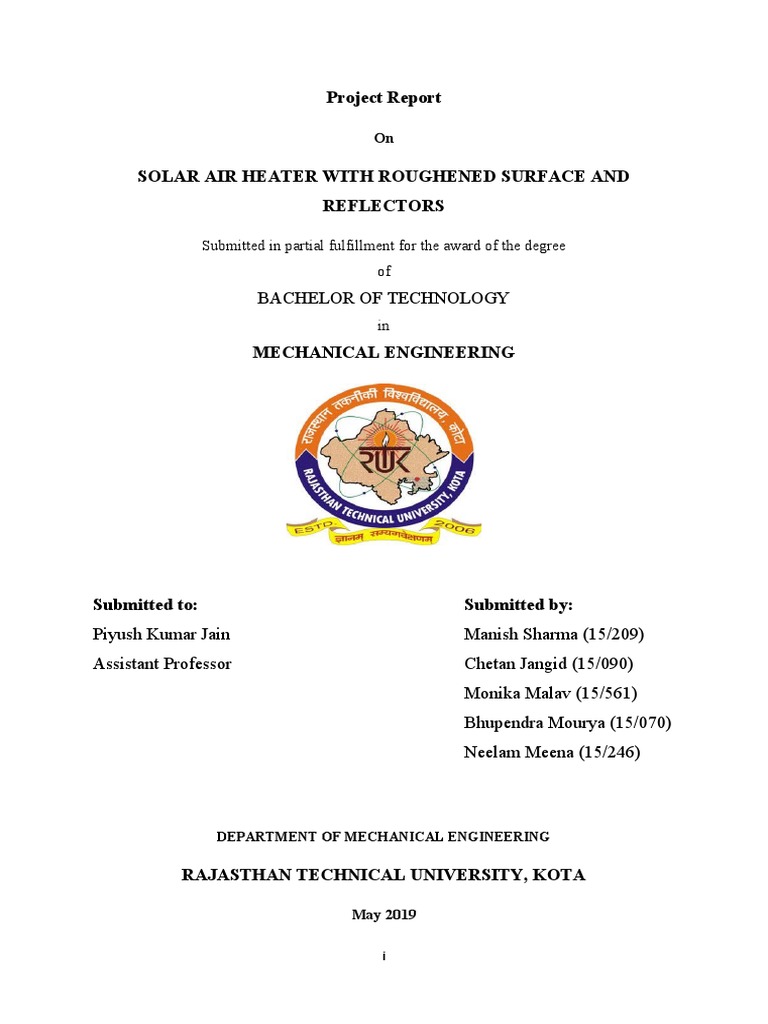 Schematic of Solar Air Heater Design | PDF | Heat Transfer | Solar Energy