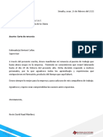 Carta de Renuncia Simple