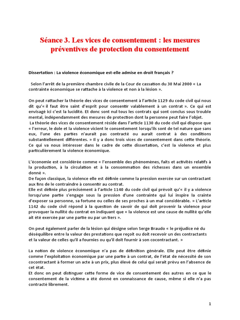 Le Consentement En Droit Des Contrats Dissertation Séance 3 TD Contrat | PDF | Assurance | Courtier