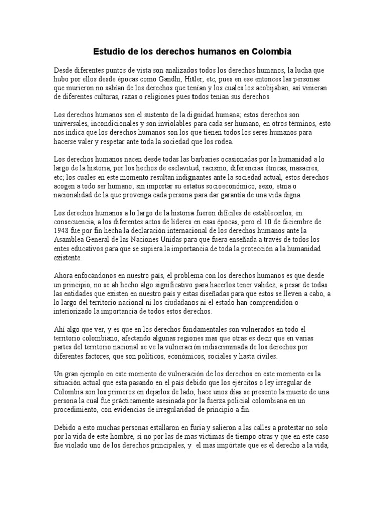 Analisis de Los Derechos Humanos en Colombia | PDF | Derechos humanos ...