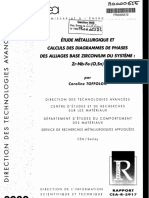 Étude Métallurgique Et Calculs Des Diagrammes de Phases Des Alliages Base Zirconium Du Systéme: Zr-Nb-Fe - (O, SN)