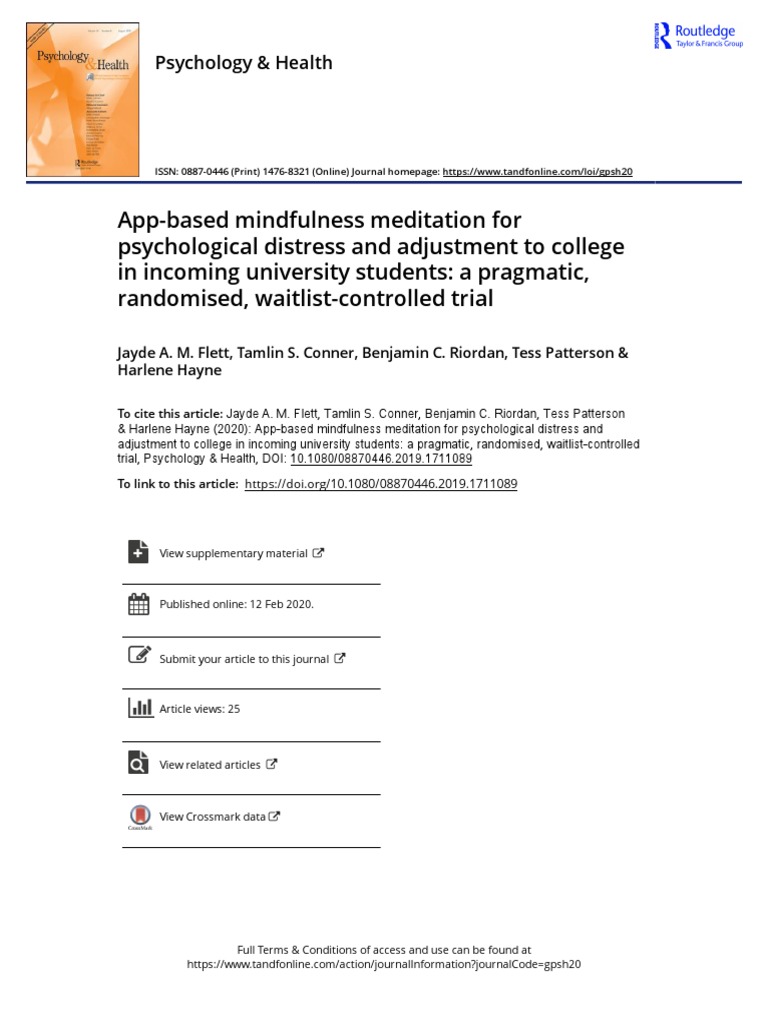 Mindfulness App Reduces College Distress | PDF | Mindfulness | Data ...