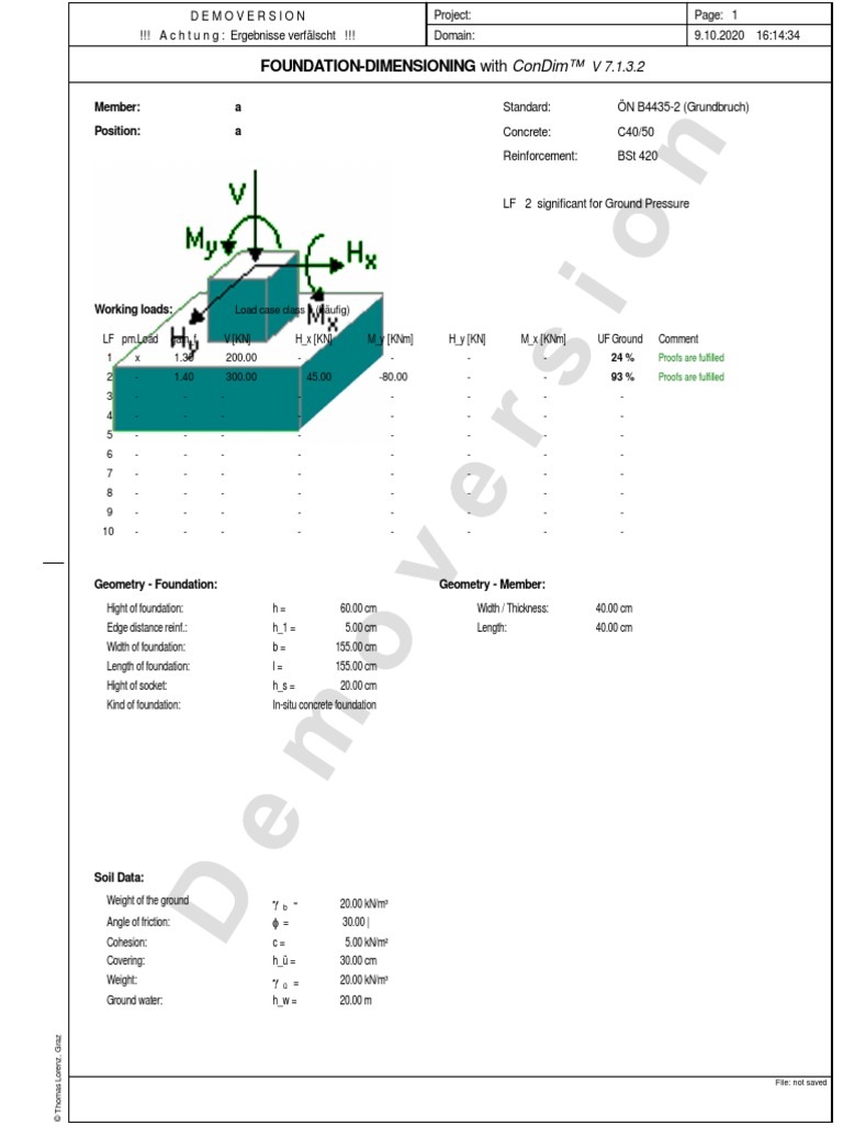 Foundation-Dimensioning With Condim™: Member: A Position: A | PDF ...