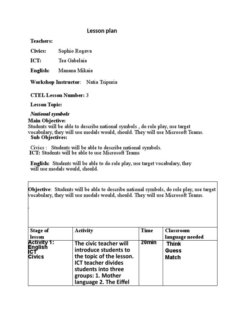 National Symbols Lesson Plan for Kids | PDF | Educational Technology ...