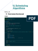 CPU Scheduling Algorithms: 1) First Come First Served