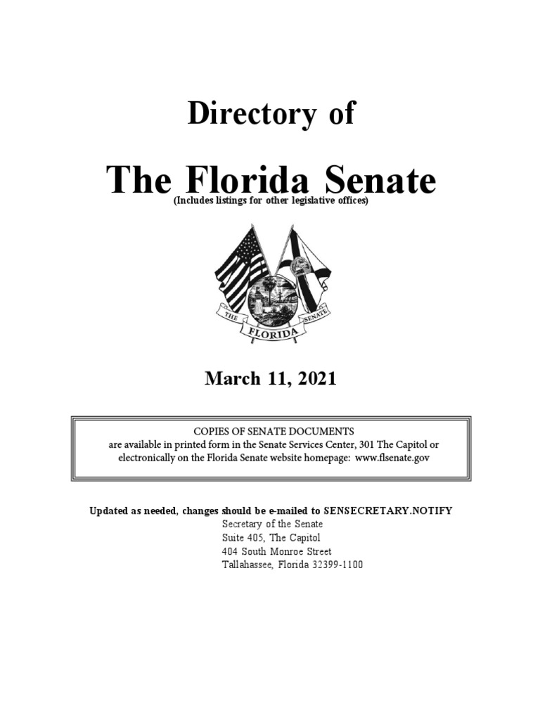 Complete List of Florida Senate Information PDF United States