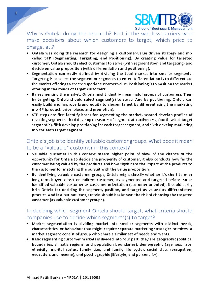 Ontela's STP Strategy for PicDeck | PDF | Market Segmentation | Marketing