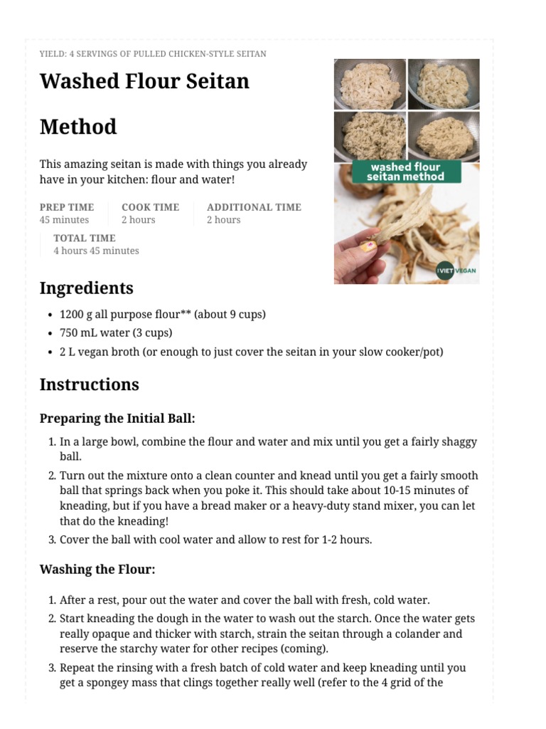 Washed Flour Seitan Method PDF Flour Breads