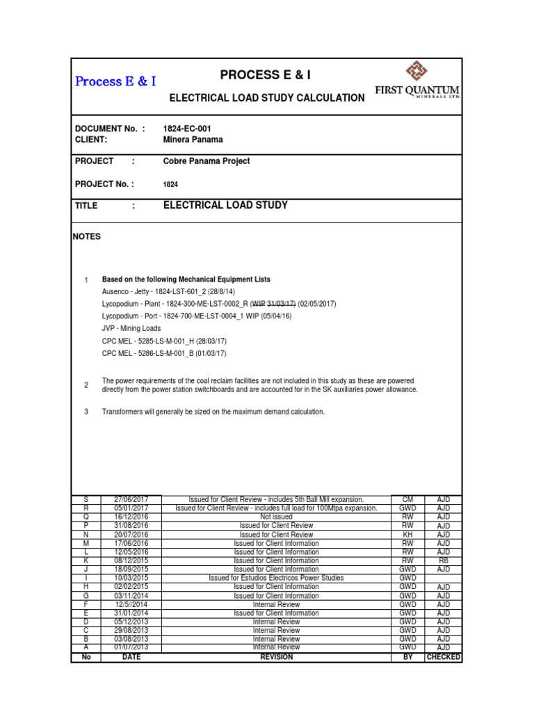 1824EC001 S Electrical Load Study PDF Mill (Grinding