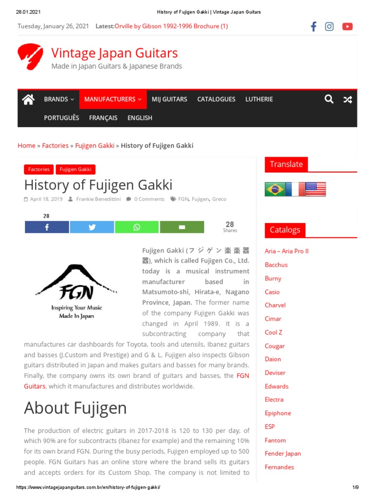 History of Fujigen Gakki - Vintage Japan Guitars | PDF | Guitars ...