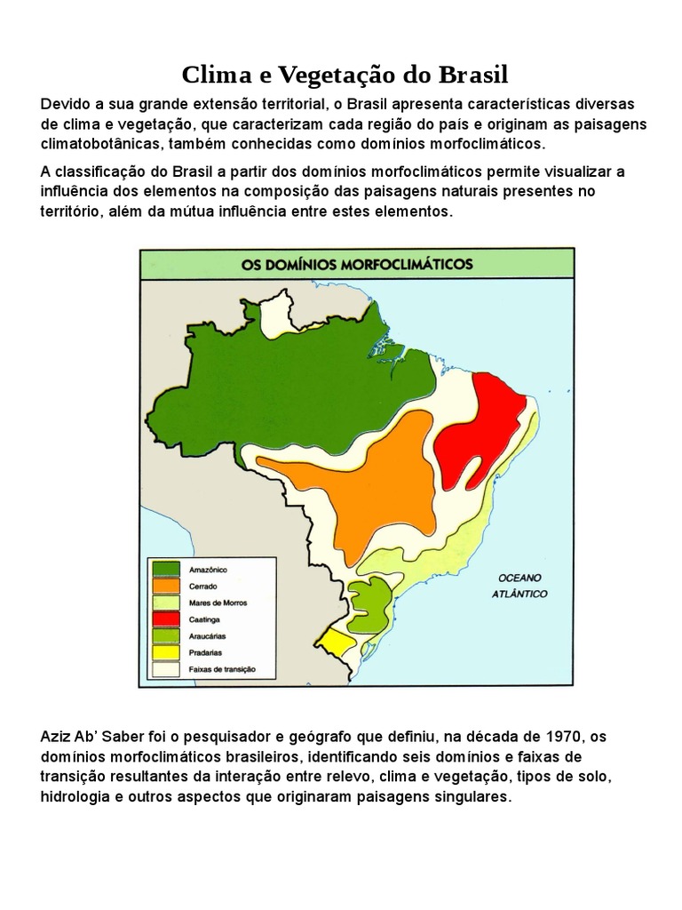 Clima e Vegetação Do Brasil, PDF, Floresta Amazônica