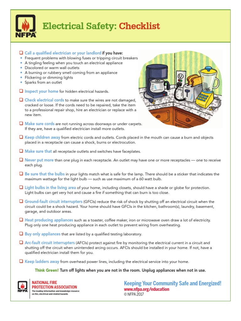 Electrical Safety Checklist PDF Ac Power Plugs And Sockets