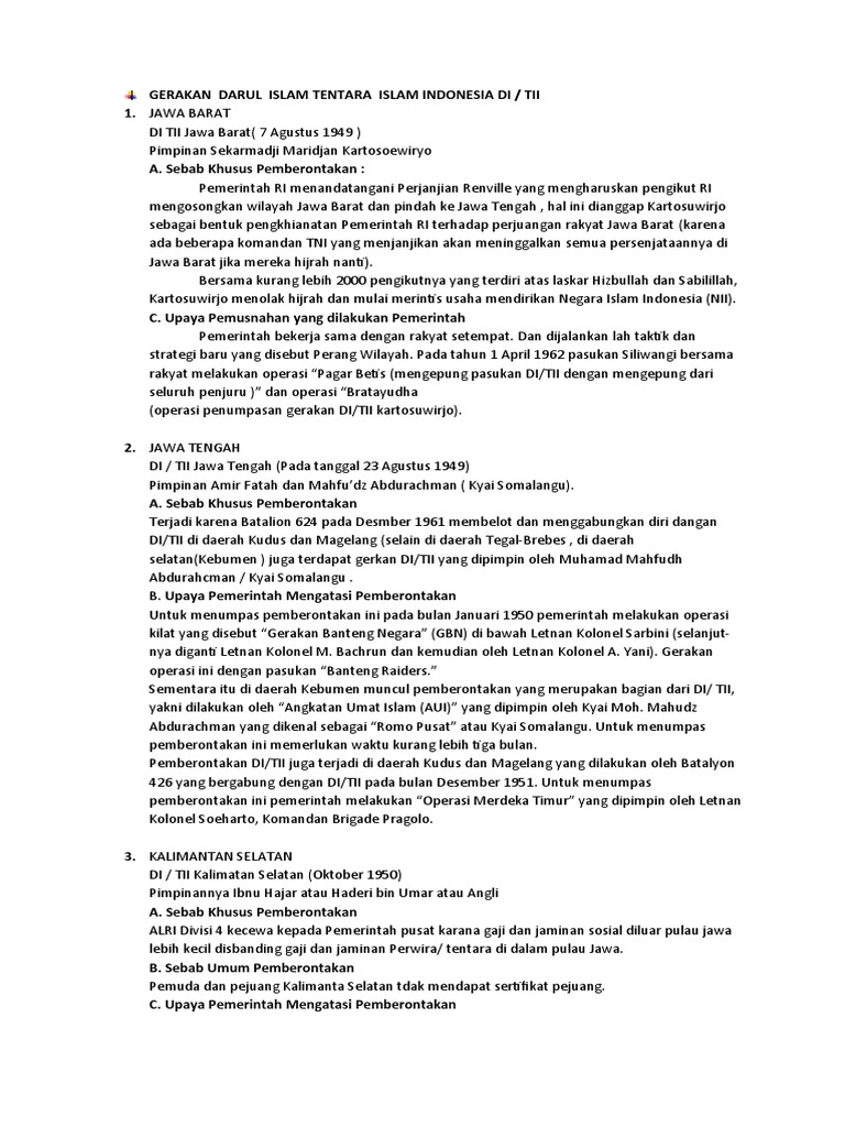 Gerakan Darul Islam Tentara Islam Indonesia Di Pdf