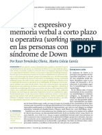 Lenguaje Expresivo y Memoria Verbal A Corto Plazo U Operativa (Working Memory) en Las Personas Con Síndrome de Down