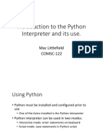 Introduction To The Python Interpreter and Its Use.: Mac Littlefield COMSC-122