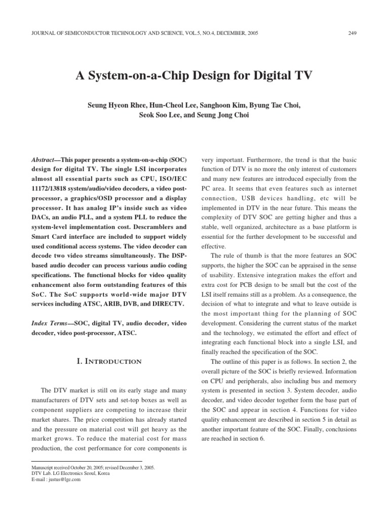 Digital TV System-on-Chip Design | PDF | System On A Chip | Central ...