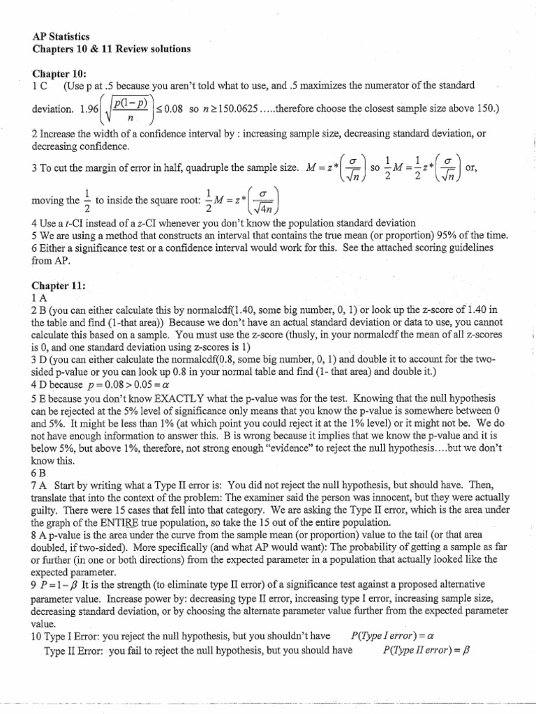 Ch10 and 11 Rev Answers | PDF