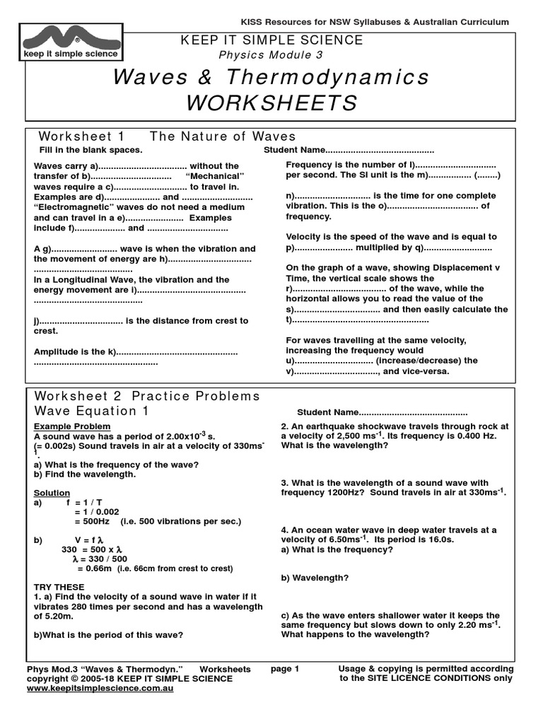 PHYS Module 3 Worksheets | PDF | Refraction | Waves
