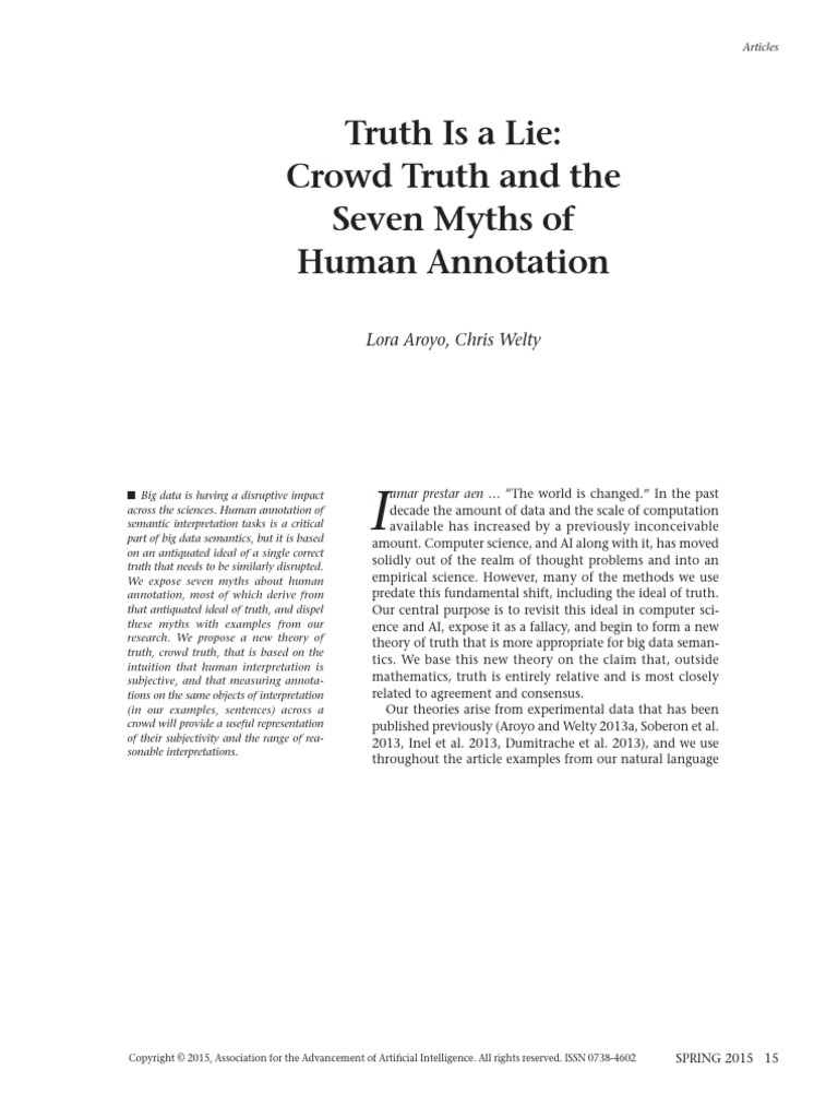Truth Is A Lie Pdf Ambiguity Artificial Intelligence