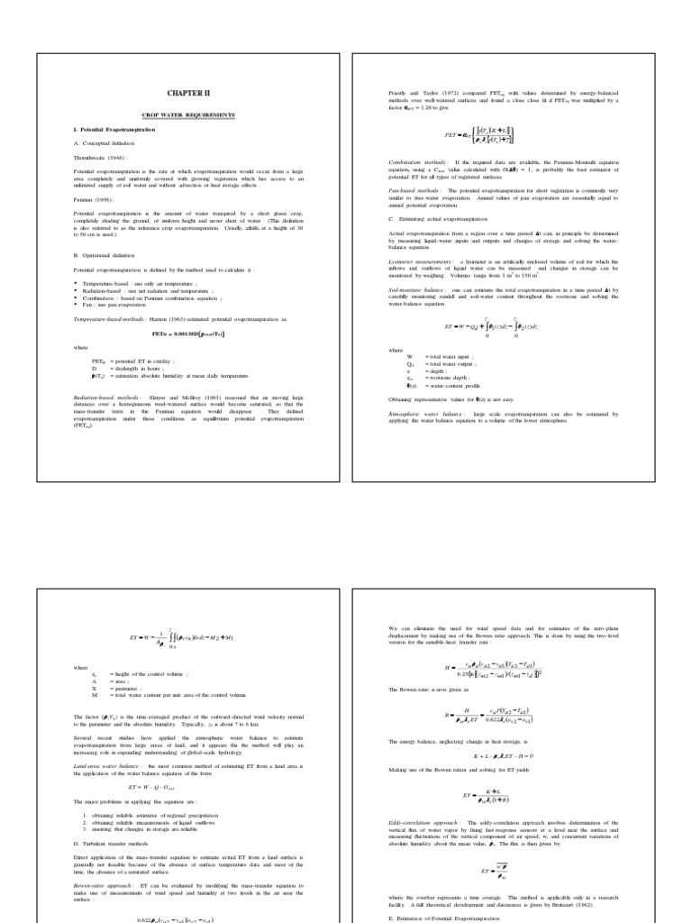 Crop Water Requirements and ET Methods | PDF | Evapotranspiration ...