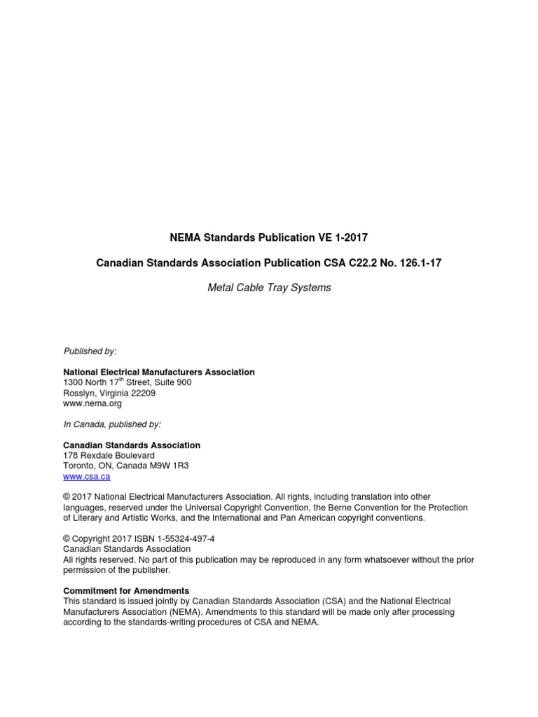 Nema Standards Publication Ve 1 2017 Canadian Standards Ve 1 Nema