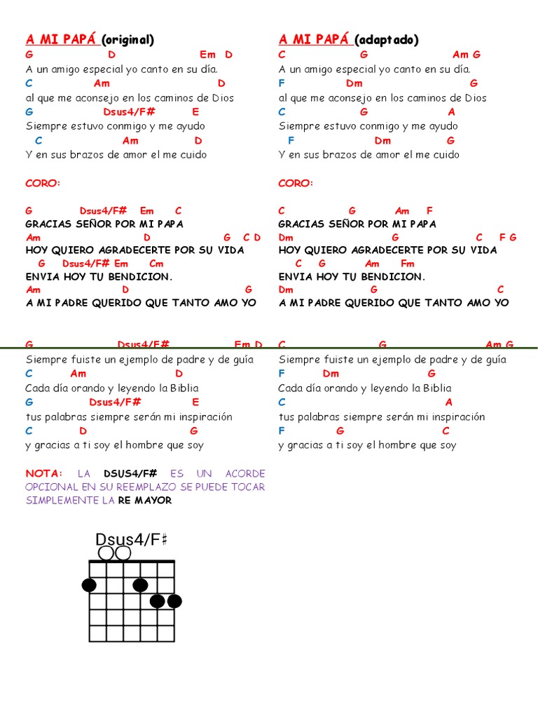 Agradecimiento a mi Papá: Letra y Acordes | PDF | Artes del Lenguaje y ...