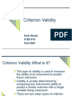 Criterion Validity: Kyle Sharp AED615 Fall 2006