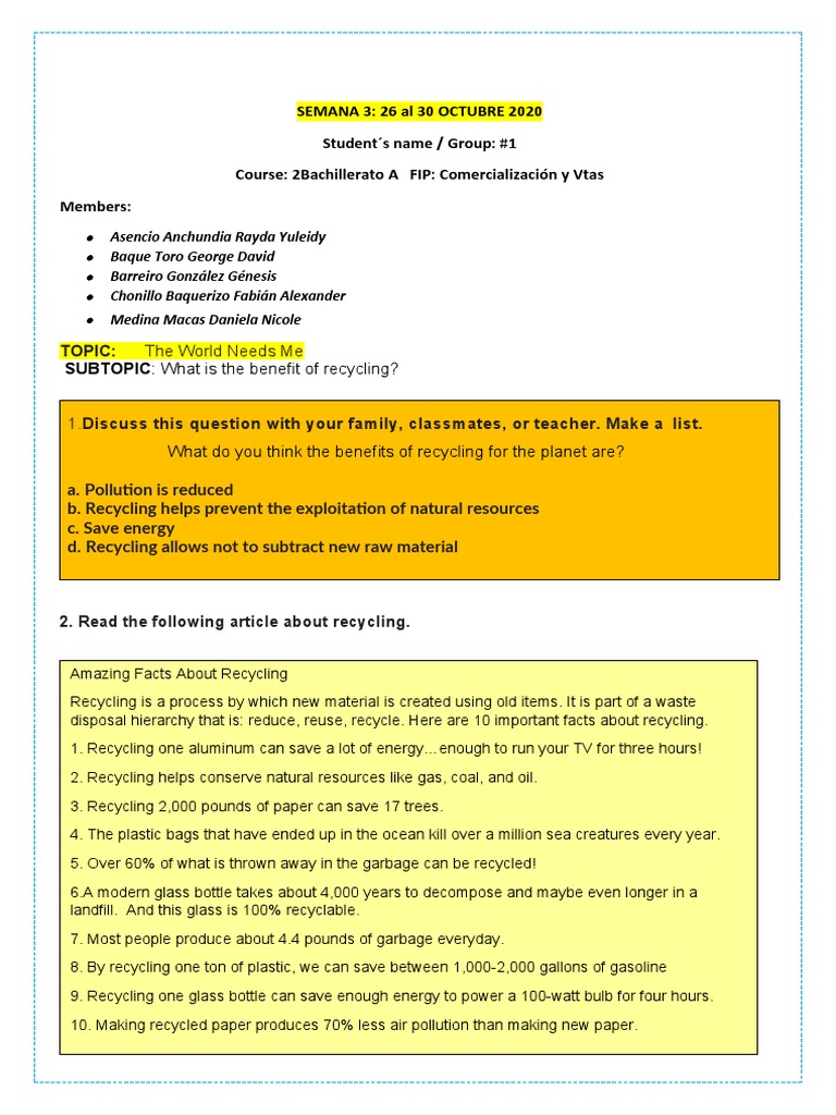 Benefits of Recycling Explained | PDF | Recycling | Environment