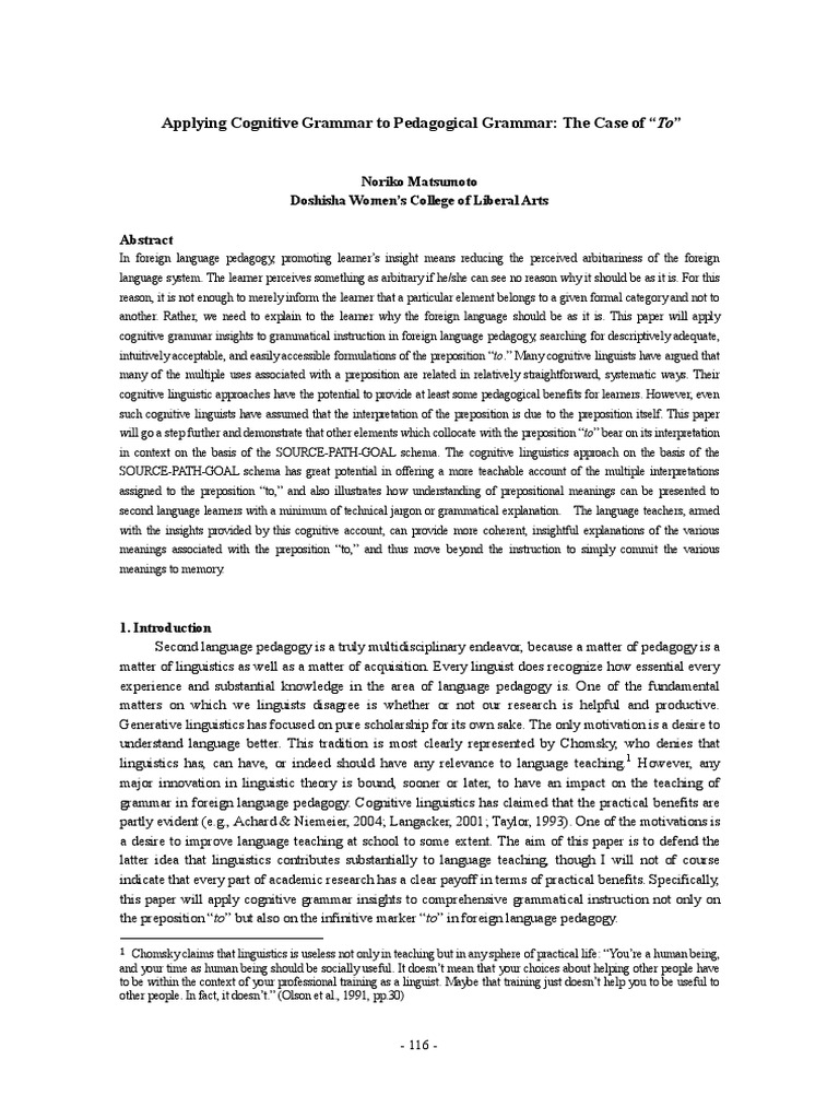 Cognitive Grammar in Teaching "To" | PDF | Conceptual Model | Linguistics