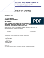 ACCORD Advertising Excuse Letter Template