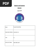 Signals and Systems EEE223: Name Tayyab Ahmad Khan