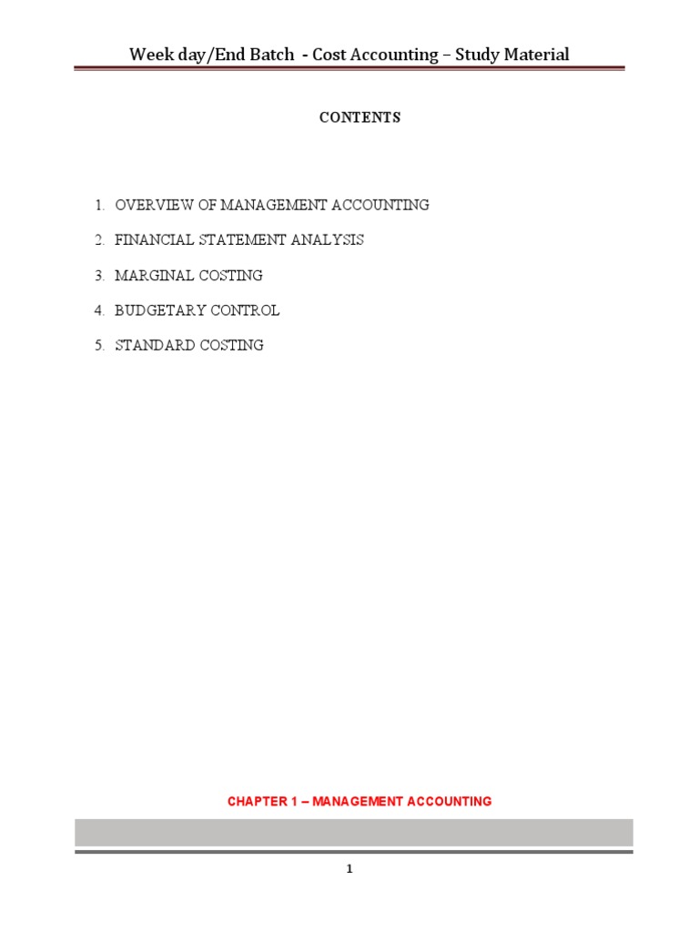 Study Material Cost Accounting PDF Cash Flow Statement