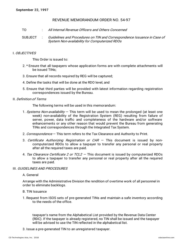 19594-1997-Guidelines On TIN and Correspondence Issuance | PDF ...